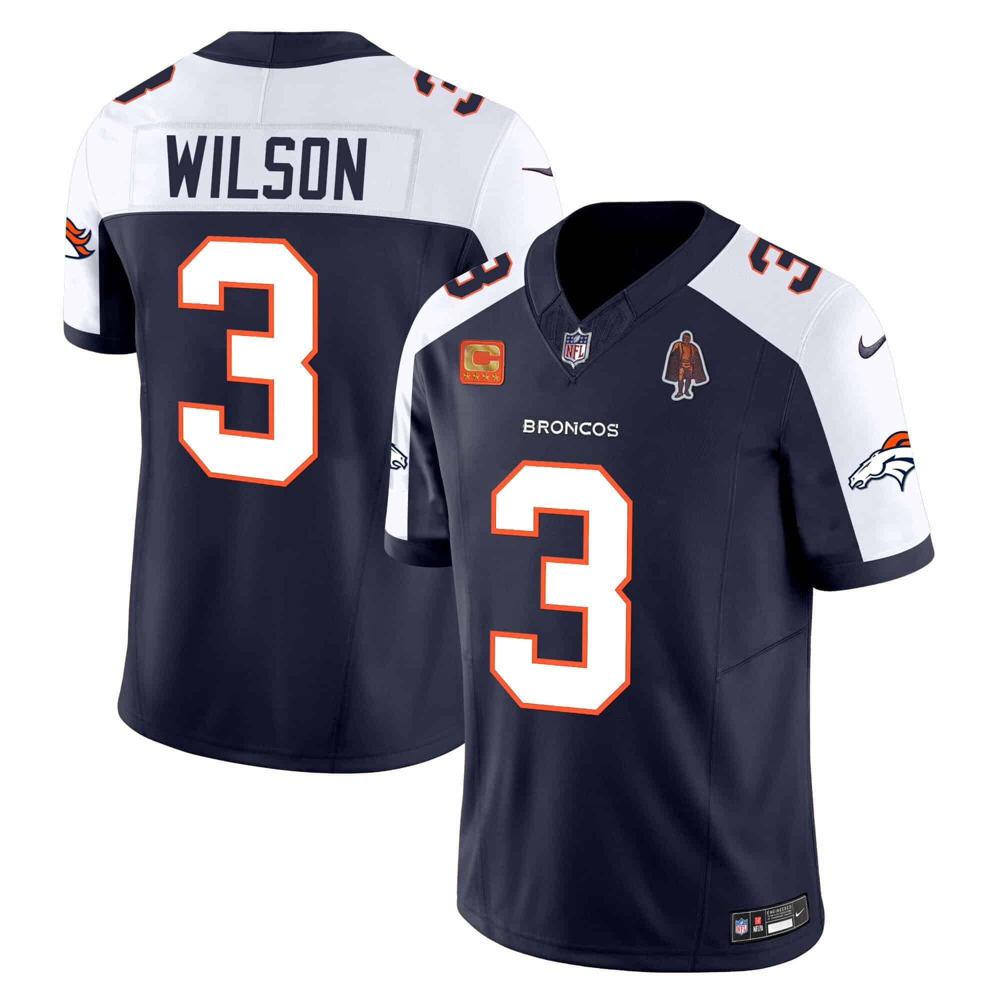 Men Denver Broncos #3 Wilson Blue 2024 Nike Vapor Limited NFL Jersey style 1
